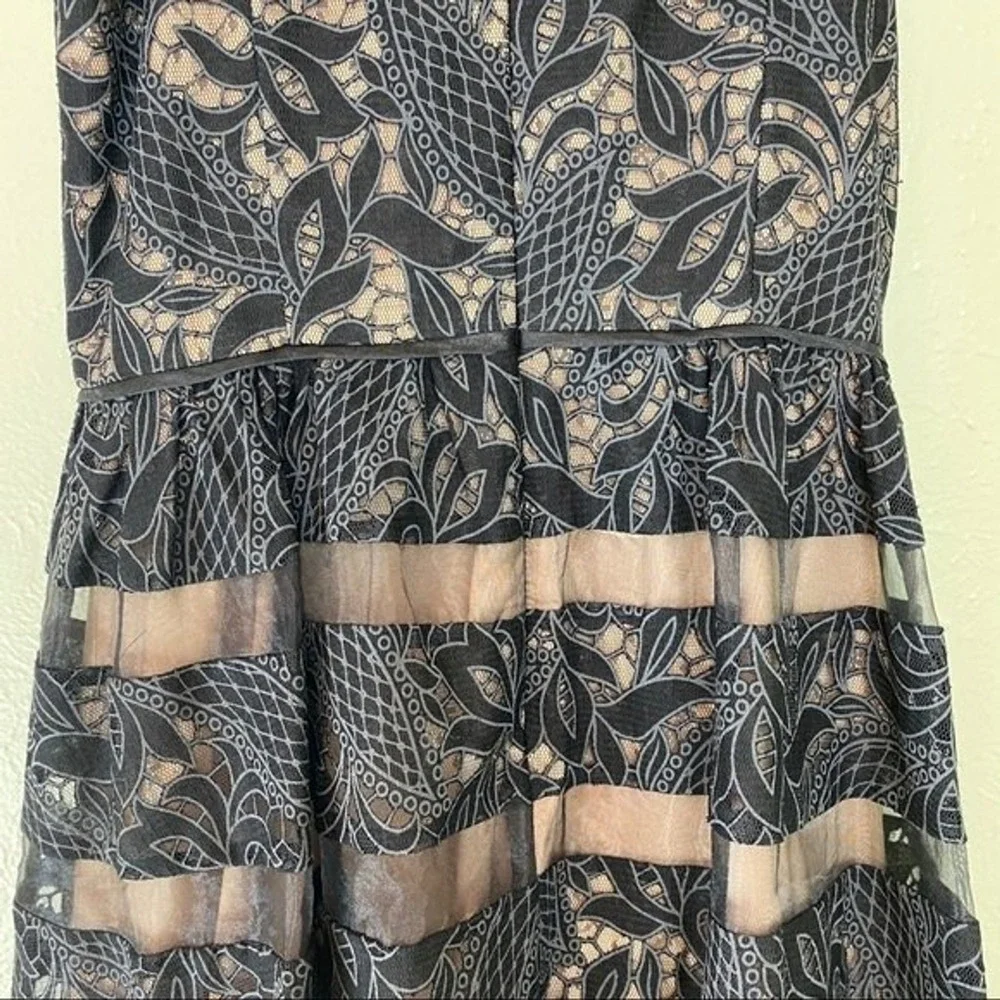 AIDEN MATTOX Black Sheer‎ Lace Dress Mini Party Formal  8 Event Fit Flare Cruise